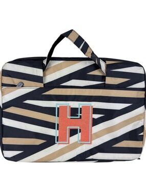 Thirty-One 31 Bags Striped Zippered Laptop Carrying‎ Case Monogrammed H